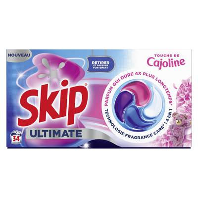 Skip Lessive Capsules Pods 4en1 Touche de Cajoline Ultimate, 34 capsules