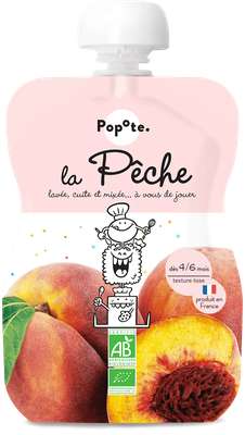 Gourde Pêche BIO - dès 4/6 mois, Popote (120 g)