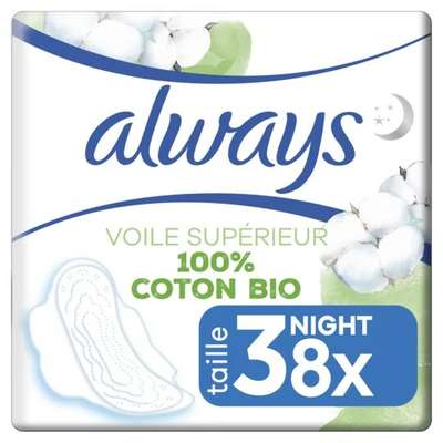 Serviettes 100% coton organic Nuit, Always (x 8)