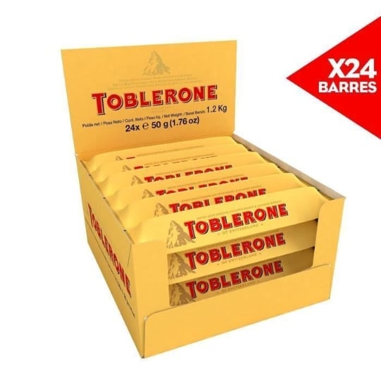 Toblerone Barre Au Chocolat Au Lait Suisse, Miel, Nougat Et Amandes - 24x35g TOBLERONE
