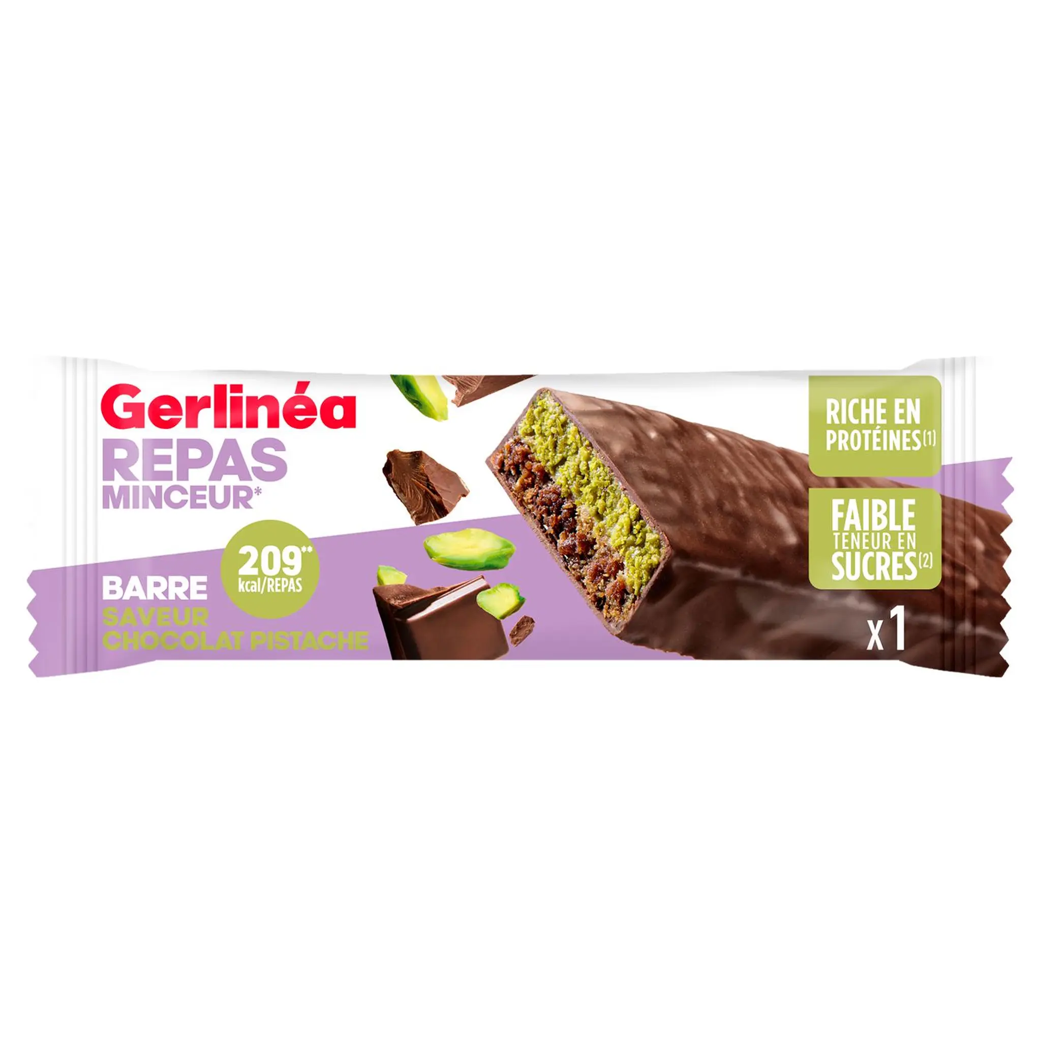 GERLINEA Barre repas minceur saveur chocolat pistache