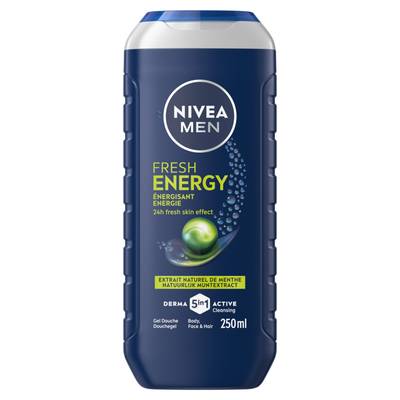 Nivea Men Gel douche Fresh Energy Homme à l'extrait de menthe, 250ml