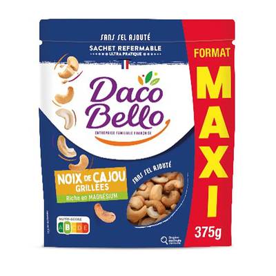 Daco Bello Noix de cajou grillées sans sel ajouté format maxi, 375g