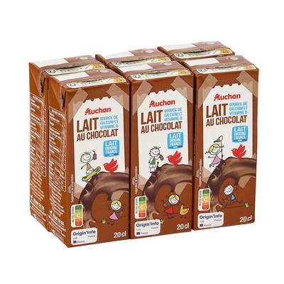 Auchan Boisson lactée au chocolat, 6x20cl