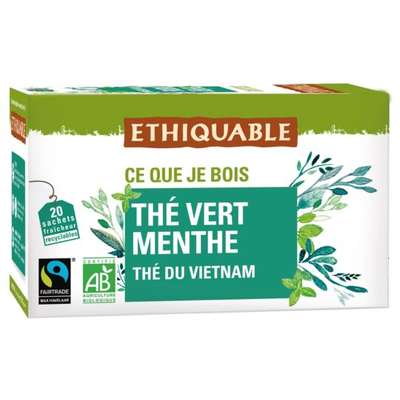 Thé vert à la Menthe BIO, Ethiquable (x 20, 36 g)
