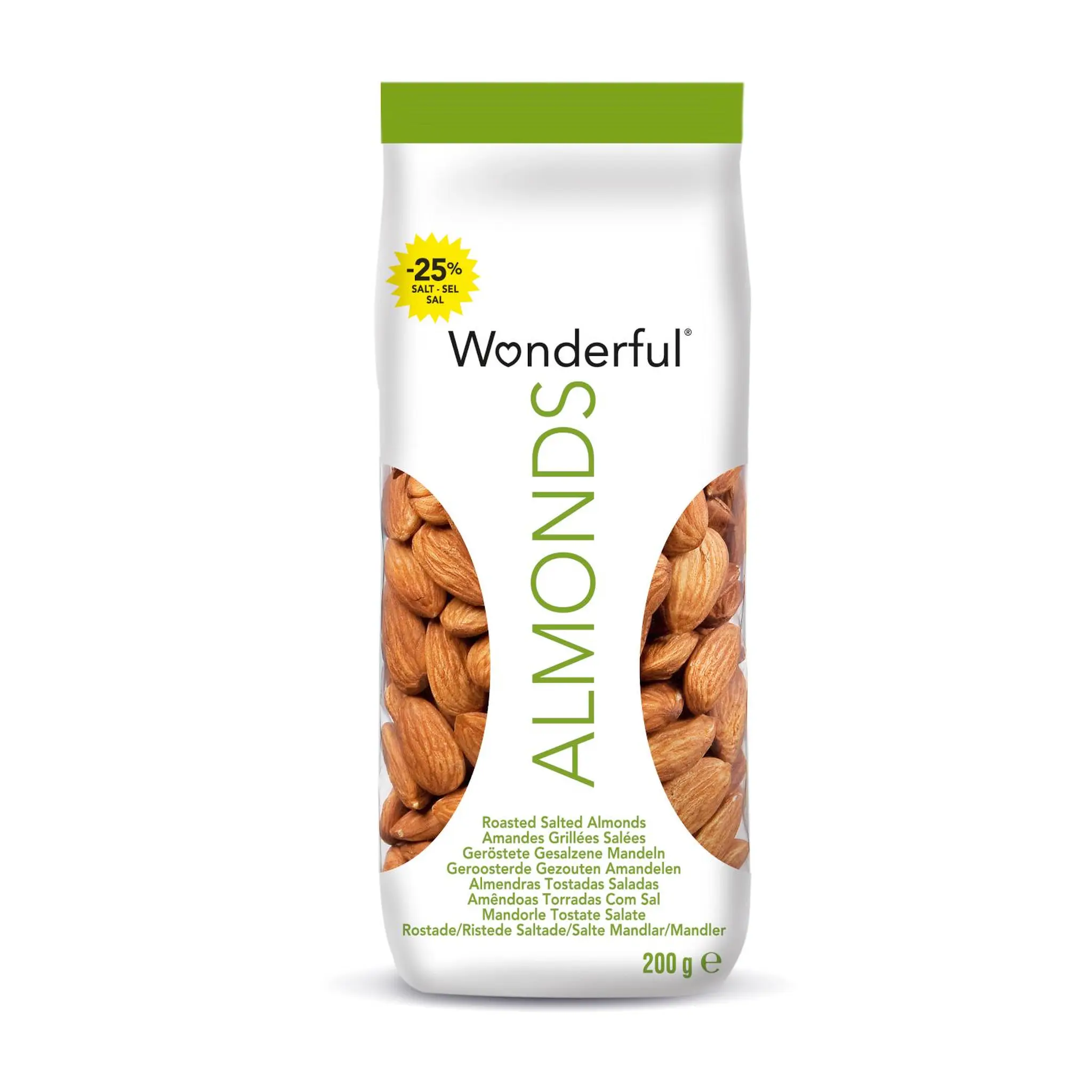WONDERFUL Amandes grillées salées -25% de sel
