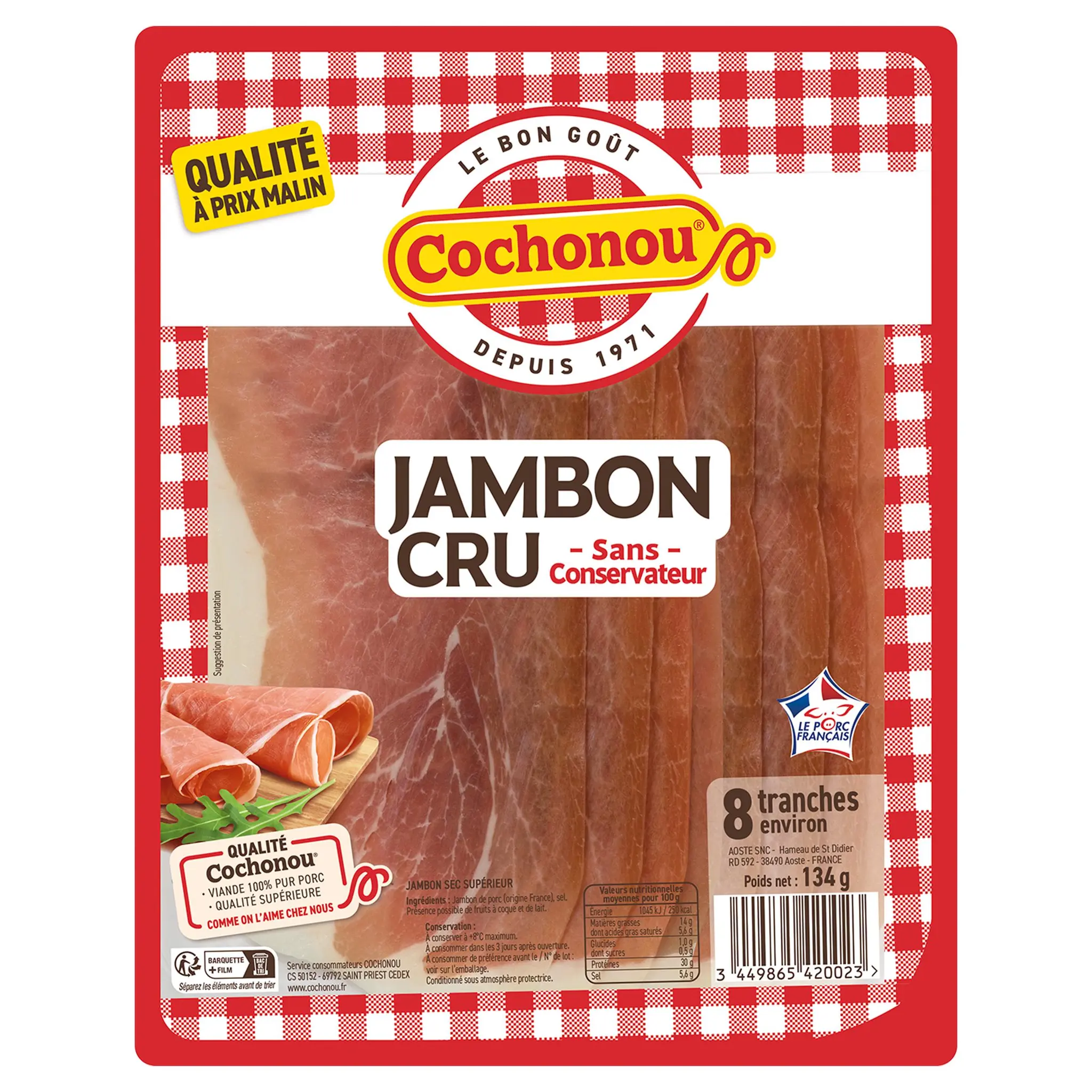 COCHONOU Jambon cru supérieur sans conservateurs