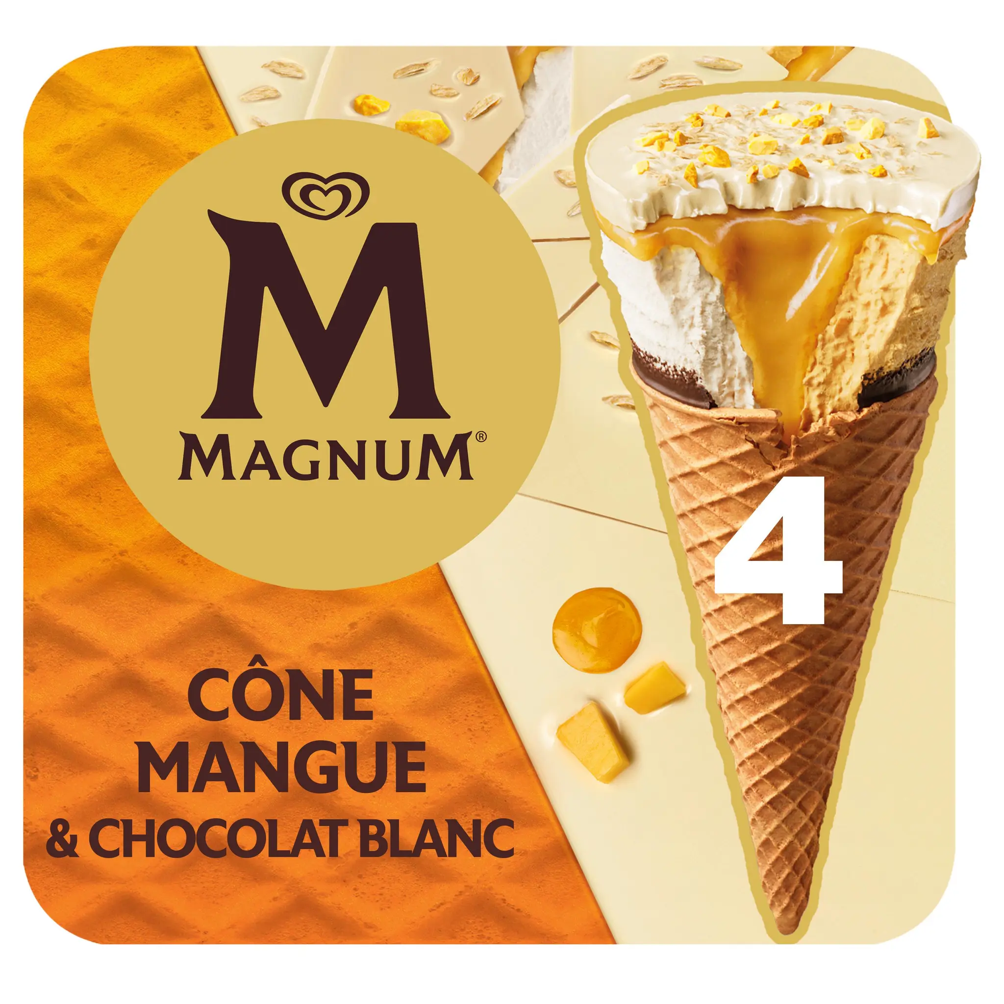 MAGNUM Cones mangue et chocolat blanc
