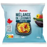 AUCHAN Mélange de légumes grillés courgettes aubergines poivrons jaunes et poivron rouges