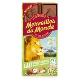MERVEILLES DU MONDE Tablette de chocolat au lait noisettes et amandes pilées