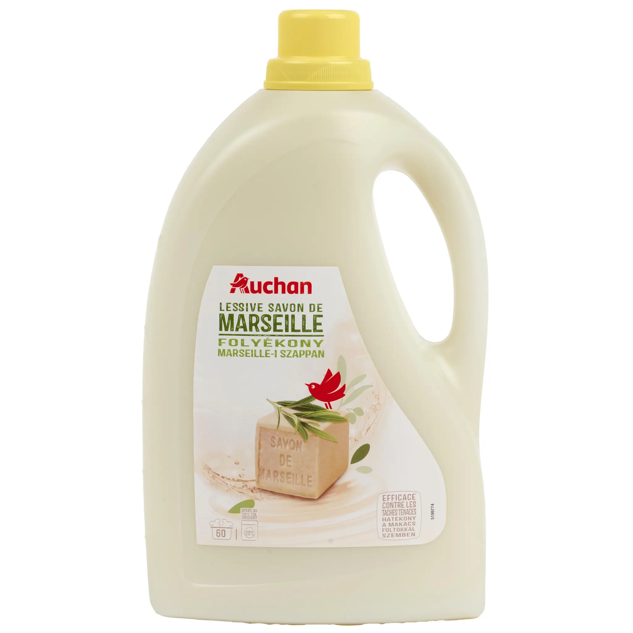 AUCHAN Lessive liquide savon de Marseille blanc et couleurs