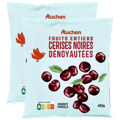 Auchan Cerises noires dénoyautées, Lot de 2x450g