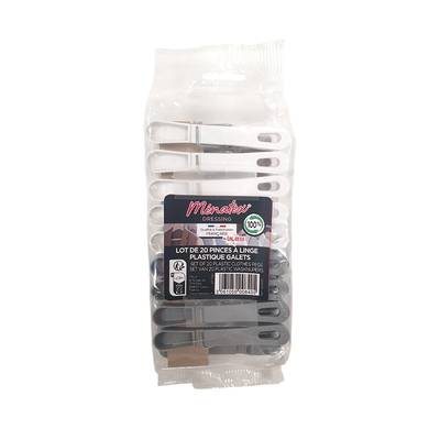Ménatex Pinces à linge plastique galets, 20 pièces
