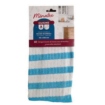 Ménatex Essuie vaisselle en microfibre de bambou 40x60cm, 1 torchon
