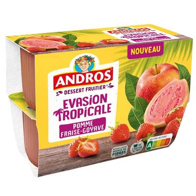 Andros Evasion tropicale Compote pomme fraise goyave, 4x97g