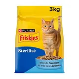 Purina - Friskies Croquettes au saumon et légumes pour chat adulte stérilisé, 3kg