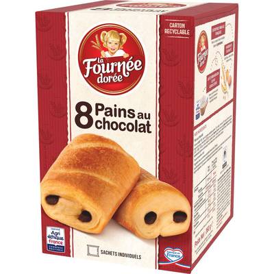 Fournée Dorée Pains au Chocolat pur beurre, 8 pains - 360g
