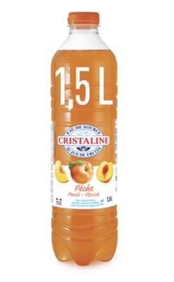 Eau aromatisée pêche, Cristaline (1,5 L)
