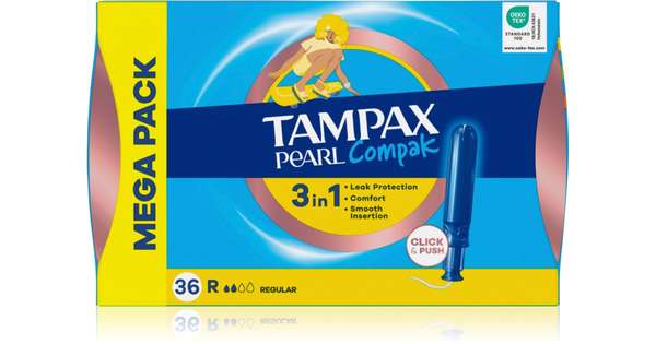 Tampons compak Pearl regulier, Tampax (x 36)