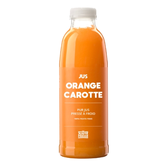 Jus de Fruits et Légumes Orange Carotte Pressé à Froid 100% Fruits Frais JUSTE PRESSE