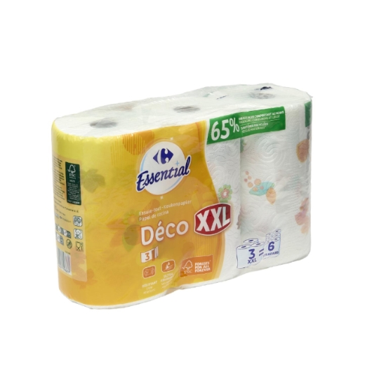 Essuie-tout xxl, rouleau de 90 feuilles et résistant CARREFOUR ESSENTIAL