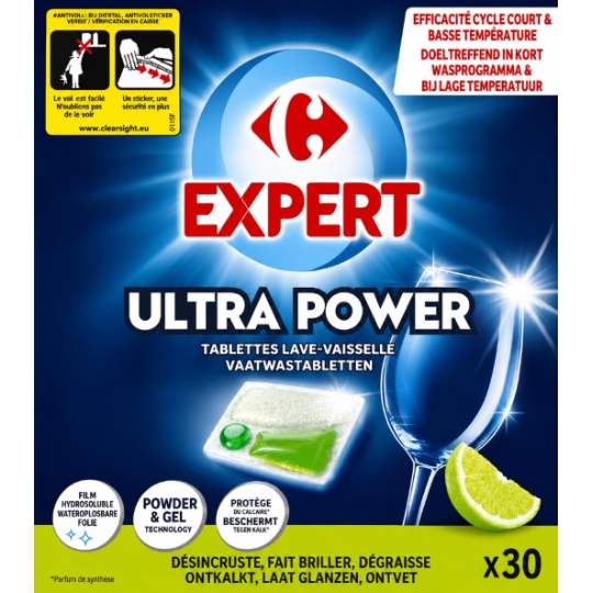 Tablettes lave-Vaisselle Cycle Court Citron Ultra Power CARREFOUR EXPERT