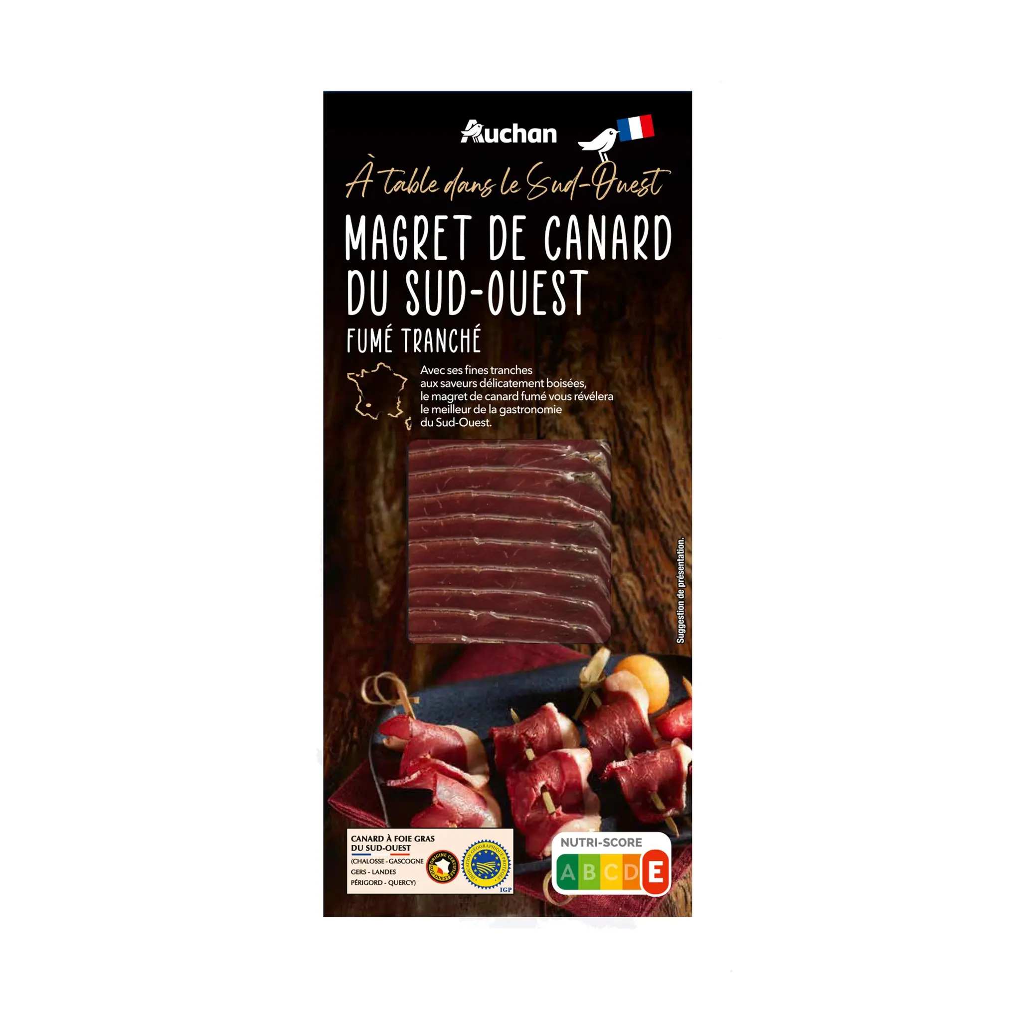 AUCHAN TERROIR Magret de canard du Sud-Ouest fumé tranché