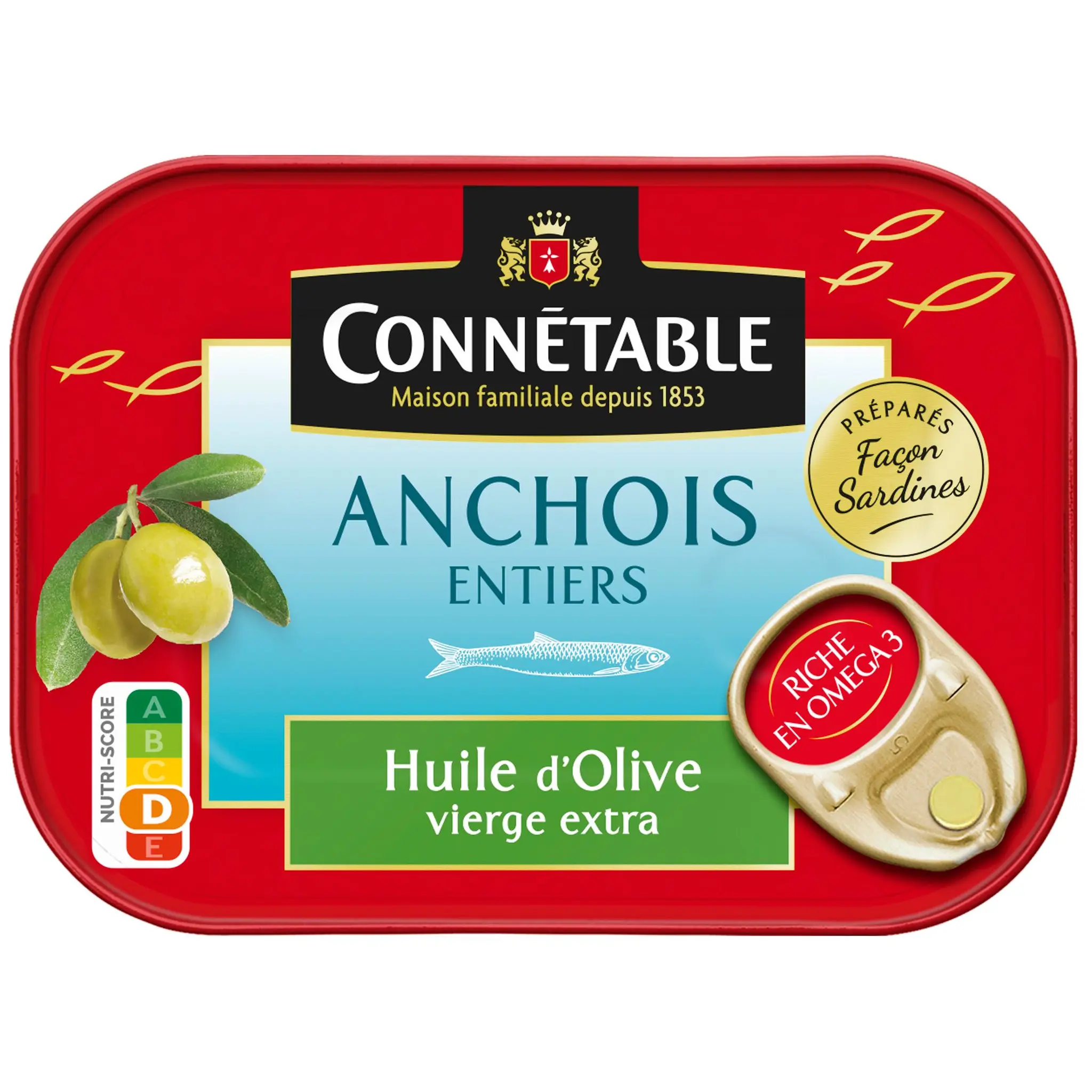 CONNETABLE Anchois entiers à l'huile d'olive vierge extra