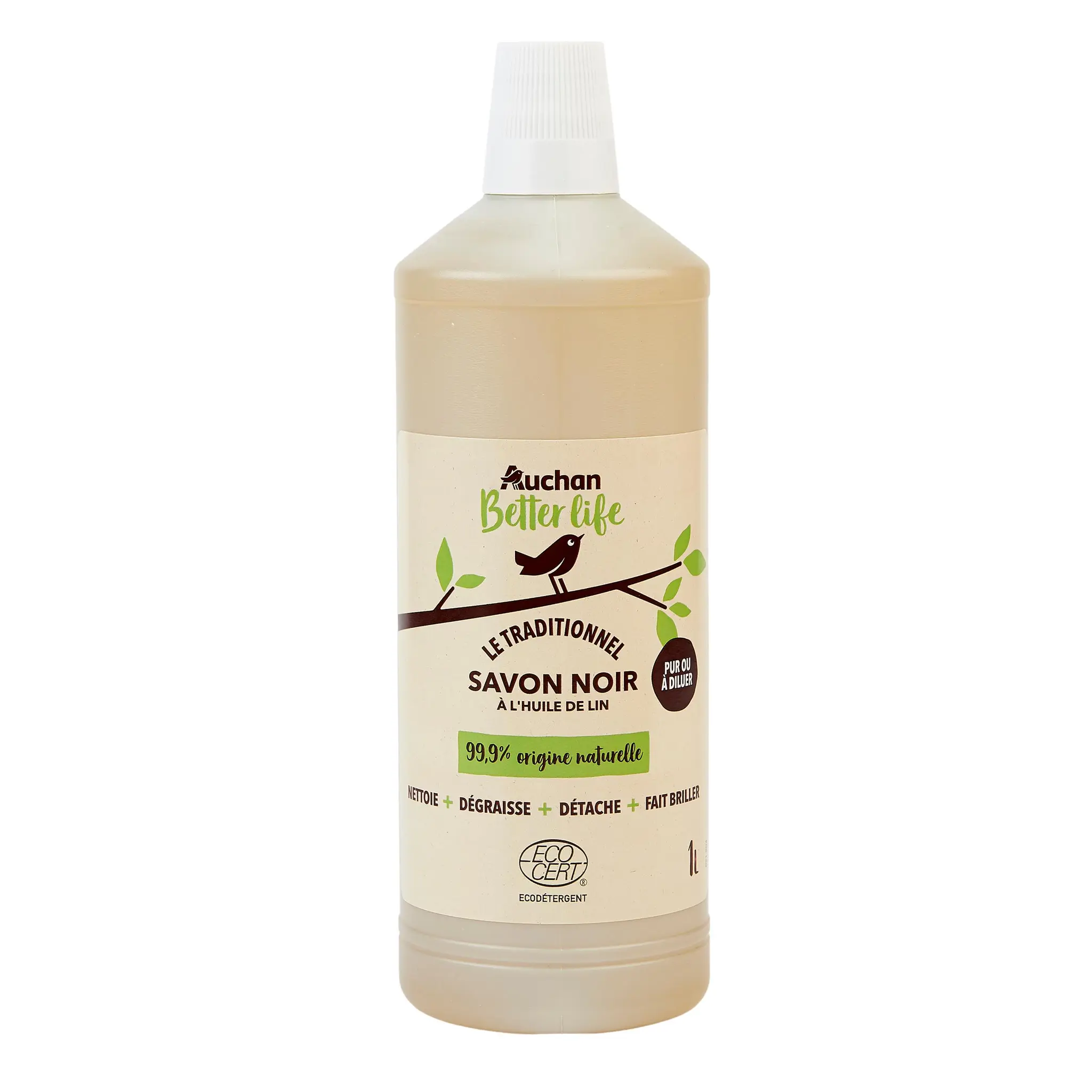 AUCHAN BETTER LIFE Ecodet Savon noir liquide à l'huile de lin