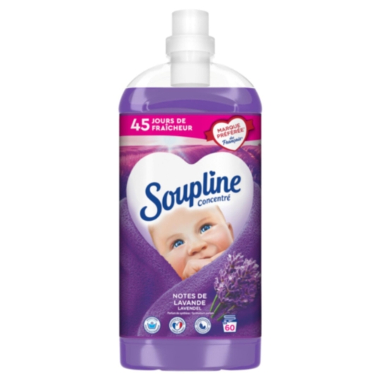 Adoucissant Concentré 45 Jours de Fraîcheur Notes de Lavande 60 Lavages SOUPLINE