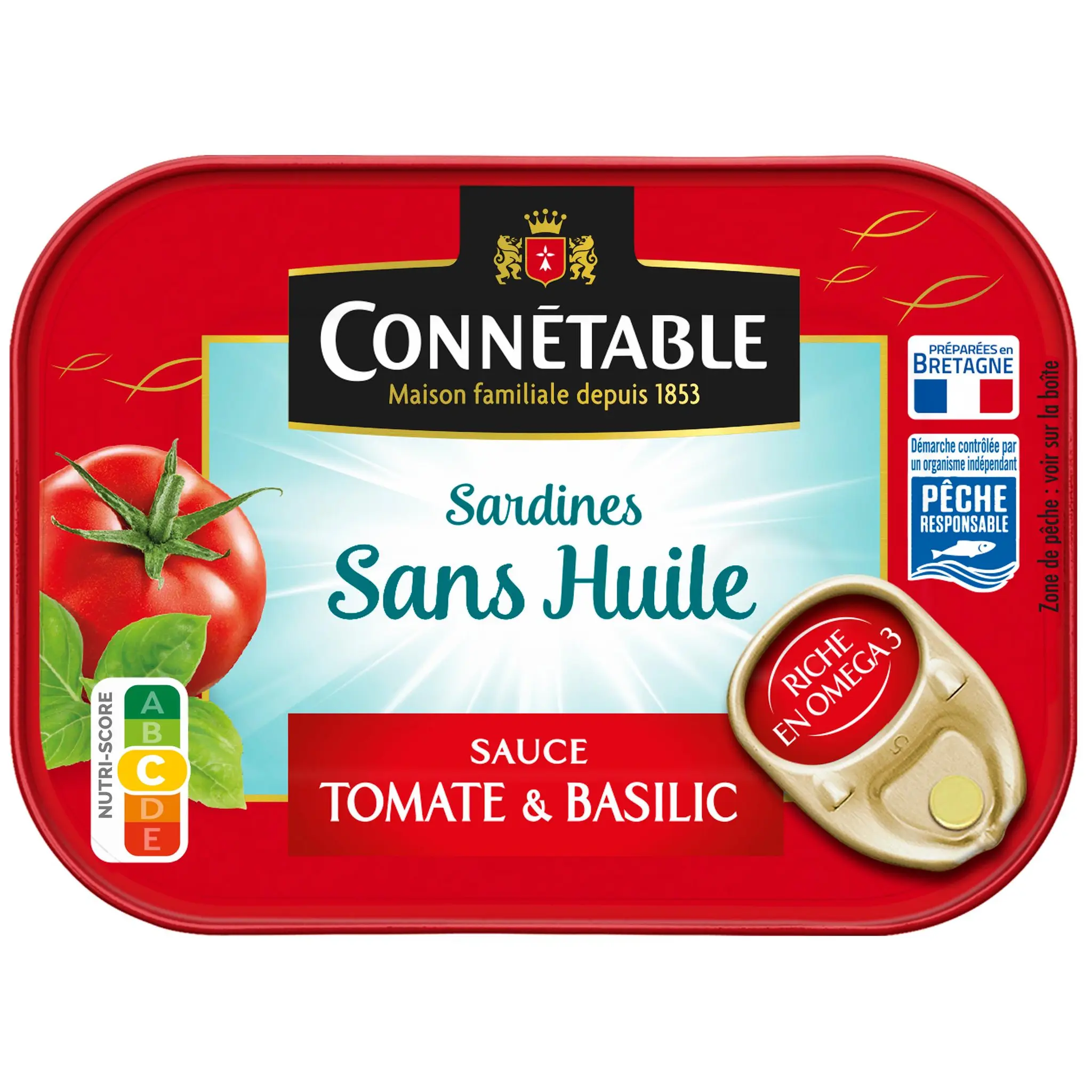 CONNETABLE Sardines sans huile sauce tomate et basilic