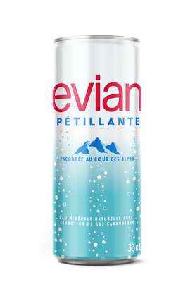 Canette eau pétillante, Evian (33 cl)
