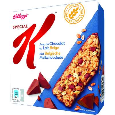 Barres Spécial K chocolat au lait, Kellogg's (6 barres, 120 g)