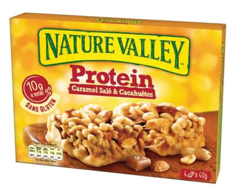 Barre cacahuètes amandes enrobage saveur caramel, Nature Valley  (4 x 40 g)