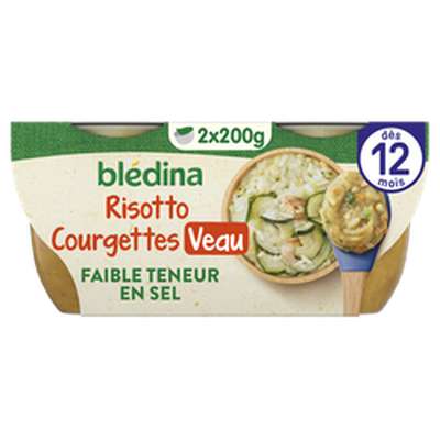 Bols de courgettes, riz, veau et fines herbes Idées de maman - dès 12 mois, Blédina (2 x 200 g)