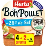 Blanc de Poulet -25% de Sel Conservation sans Nitrite 100% Filet HERTA