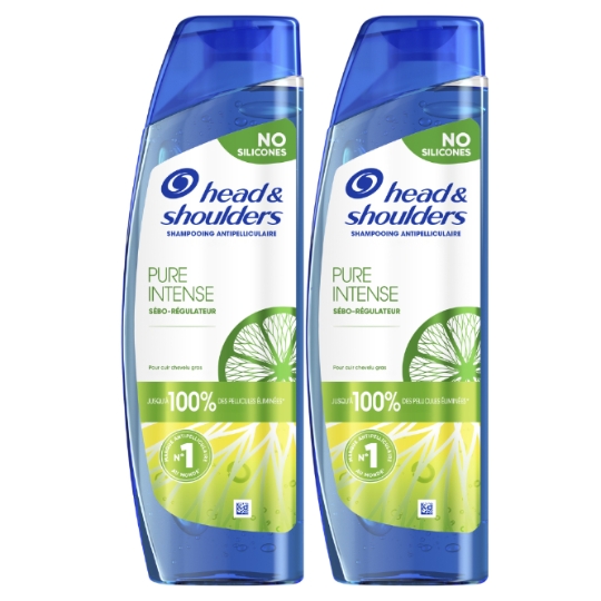 Shampooing Antipelliculaire Pure Intense Sébo-Régulateur pour Cuir Chevelu Gras HEAD & SHOULDERS