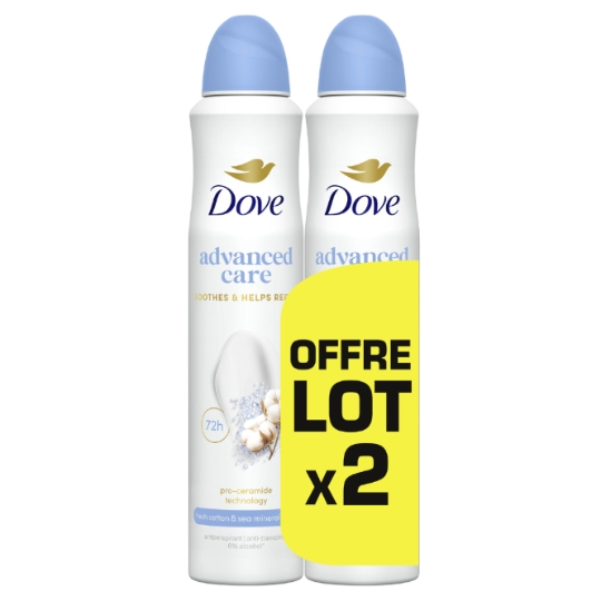 Déodorant Spray Femme Apaise et Aide à Réparer Anti-Transpirant 72h Coton et Sels Minéraux Advanced Care DOVE