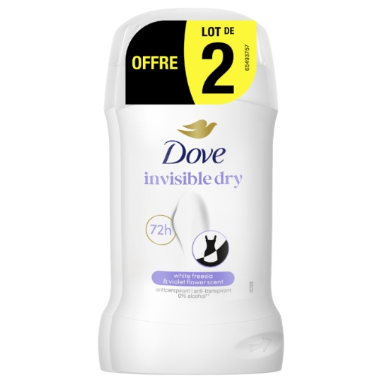 Déodorant Stick Femme Anti-Transpirant 72h Anti-Traces Invisible Dry DOVE