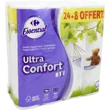 Papier hygiénique 3 épaisseurs doux 100% pure cellulose CARREFOUR ESSENTIAL
