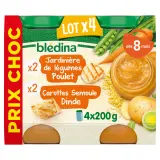 BLEDINA Petit pot jardinière de légume poulet et carottes semoule dinde dès 8 mois