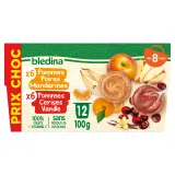 BLEDINA Petit pot dessert pommes poires mandarines et pommes cerises vanille dès 8 mois