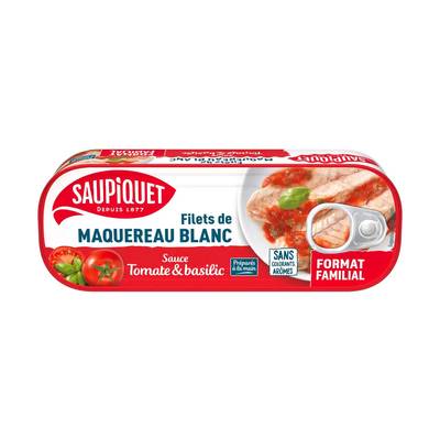 Saupiquet Filets de Maquereaux Sauce Tomate Basilic Format Familial en conserve, 226g