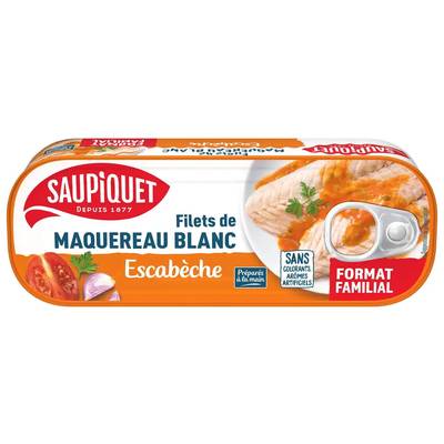 Saupiquet Filets de Maquereaux à l'Escabèche format familial en conserve, 226g
