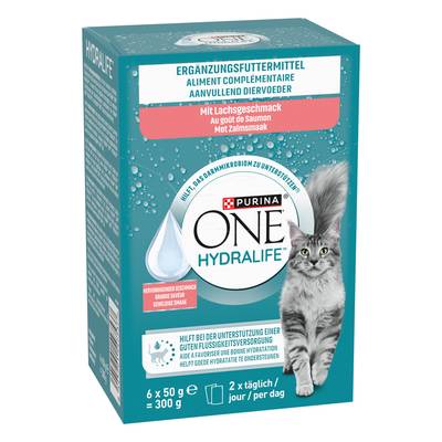 Purina - One Aliment complémentaire Saumon Hydralife pour chat adulte, 6x50g