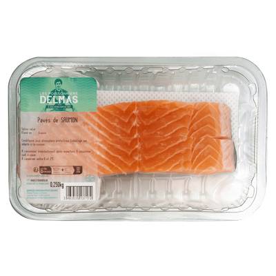 Delmas Pavé de saumon désarêté avec peau, 250 g - 2 pièces