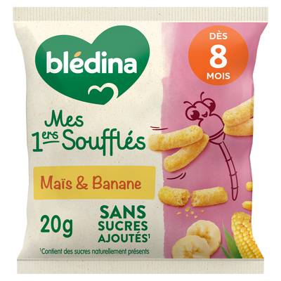 Blédina Snacking soufflés Mais Banane pour Bébé dès 8 mois, 20g