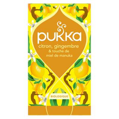Infusion citron gingembre & touche de miel de manuka BIO, Pukka (20 sachets, 34 g)