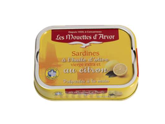Sardines à l'huile d'olive et citron, Les Mouettes d'Arvor (115 g)