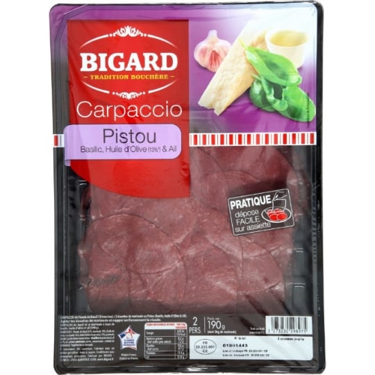 Carpaccio Bœuf/pistou Huile d'Olive Ail BIGARD